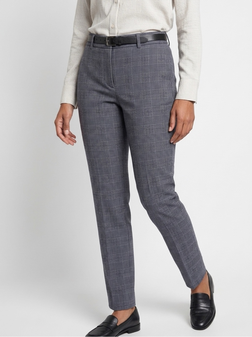 Banana Republic Sloan Curvy Fit Petite Plaid Dress Pants Blue Gray Size 2P NEW